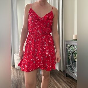 Red Floral Ruffle Sundress - Women